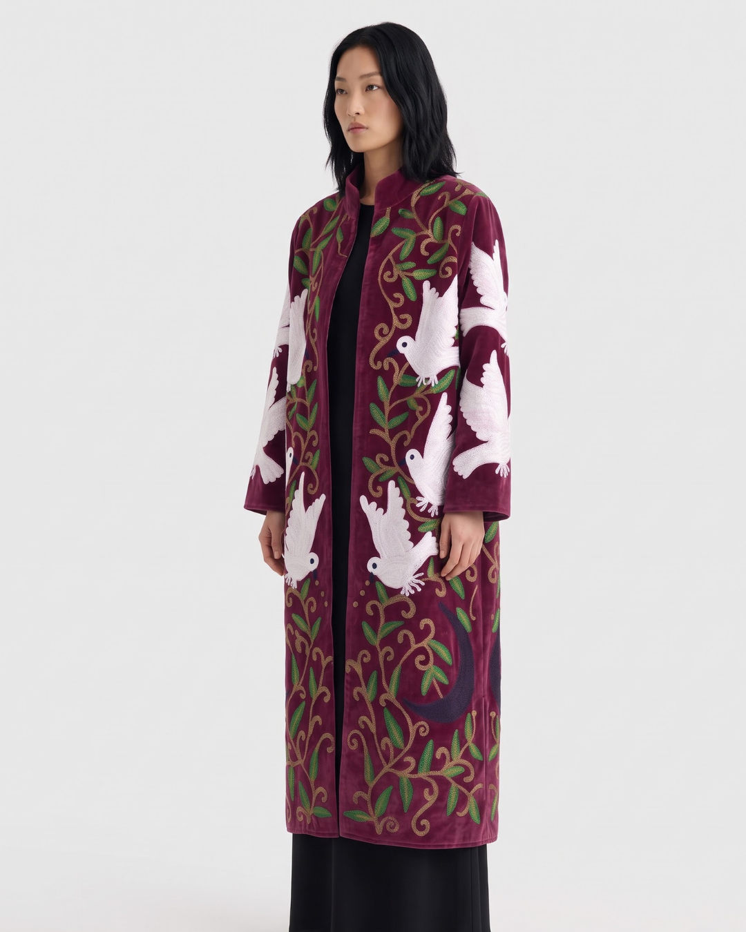 Plum Dove Velvet Suzani Coat