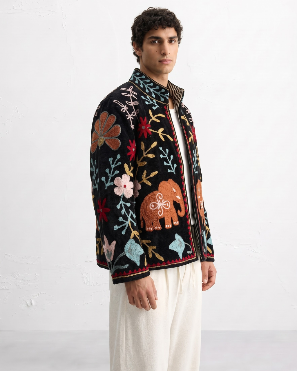 Black Elephant Velvet Suzani Jacket