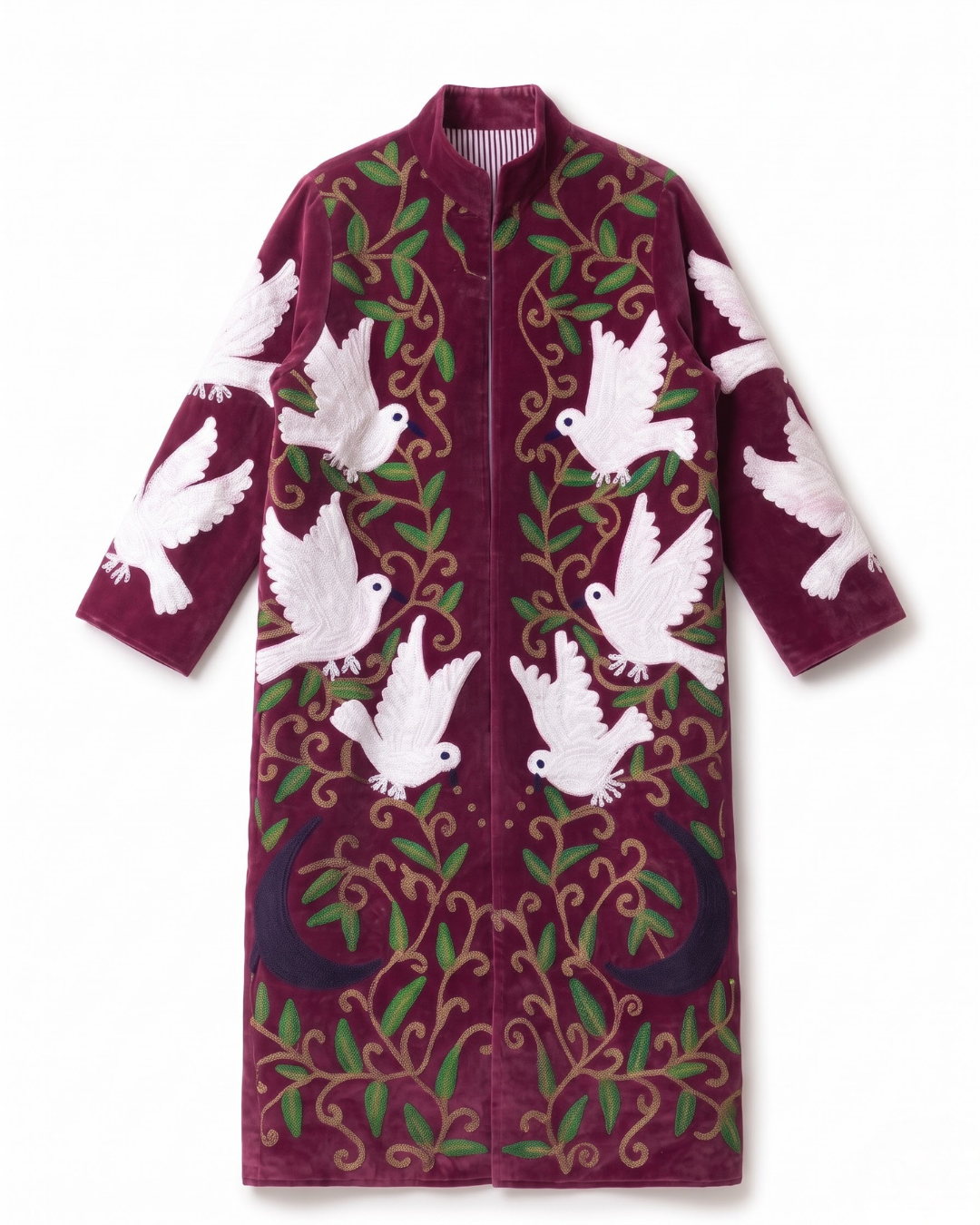 Plum Dove Velvet Suzani Coat