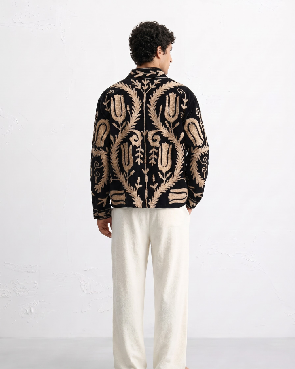 Black Tulip Fern Velvet Suzani Jacket