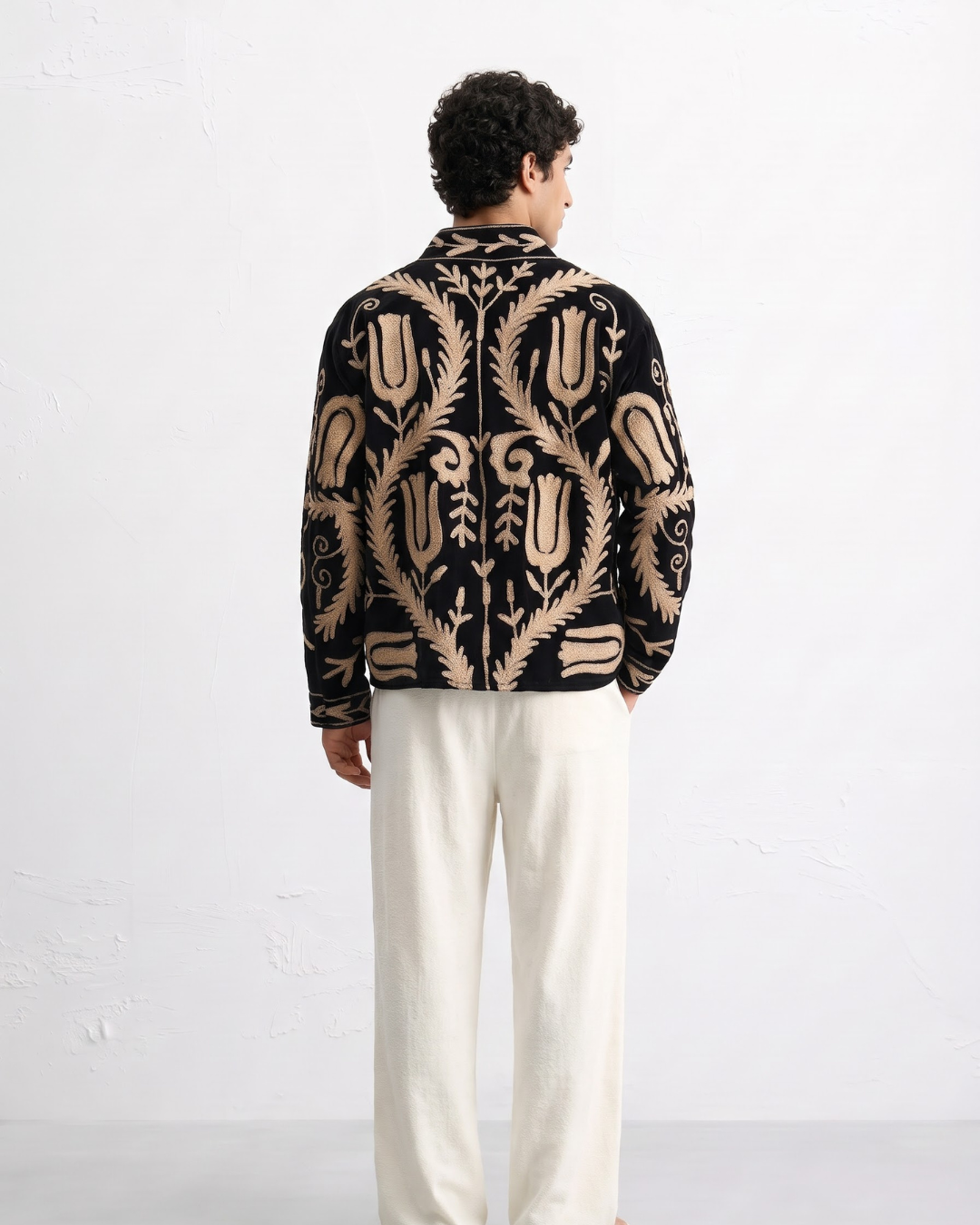 Black Tulip Fern Velvet Suzani Jacket