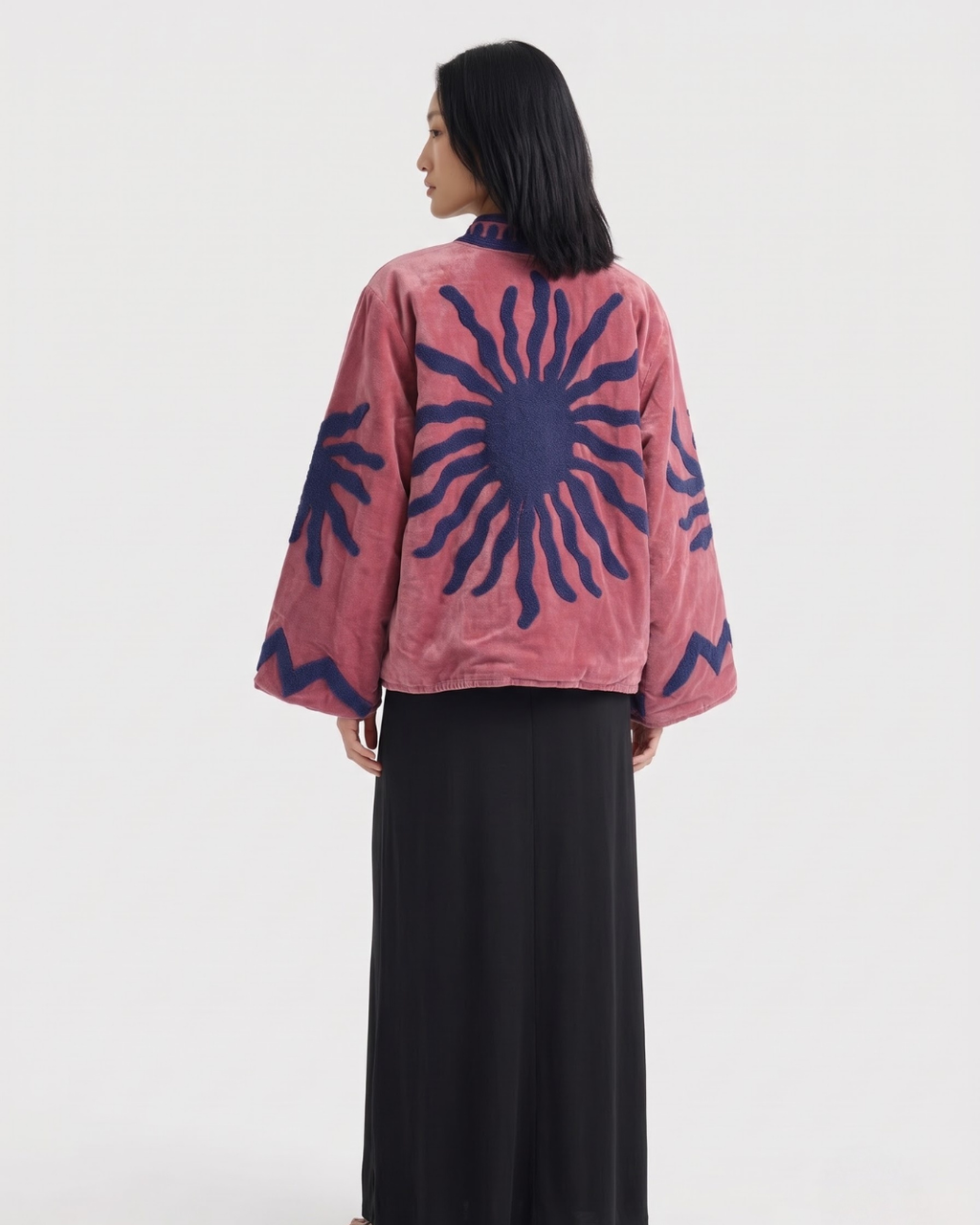 Rose Solar Burst Velvet Suzani Jacket