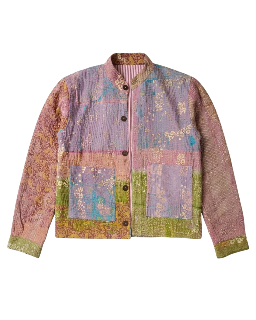 Blush Floral Kantha Quilted Jacket