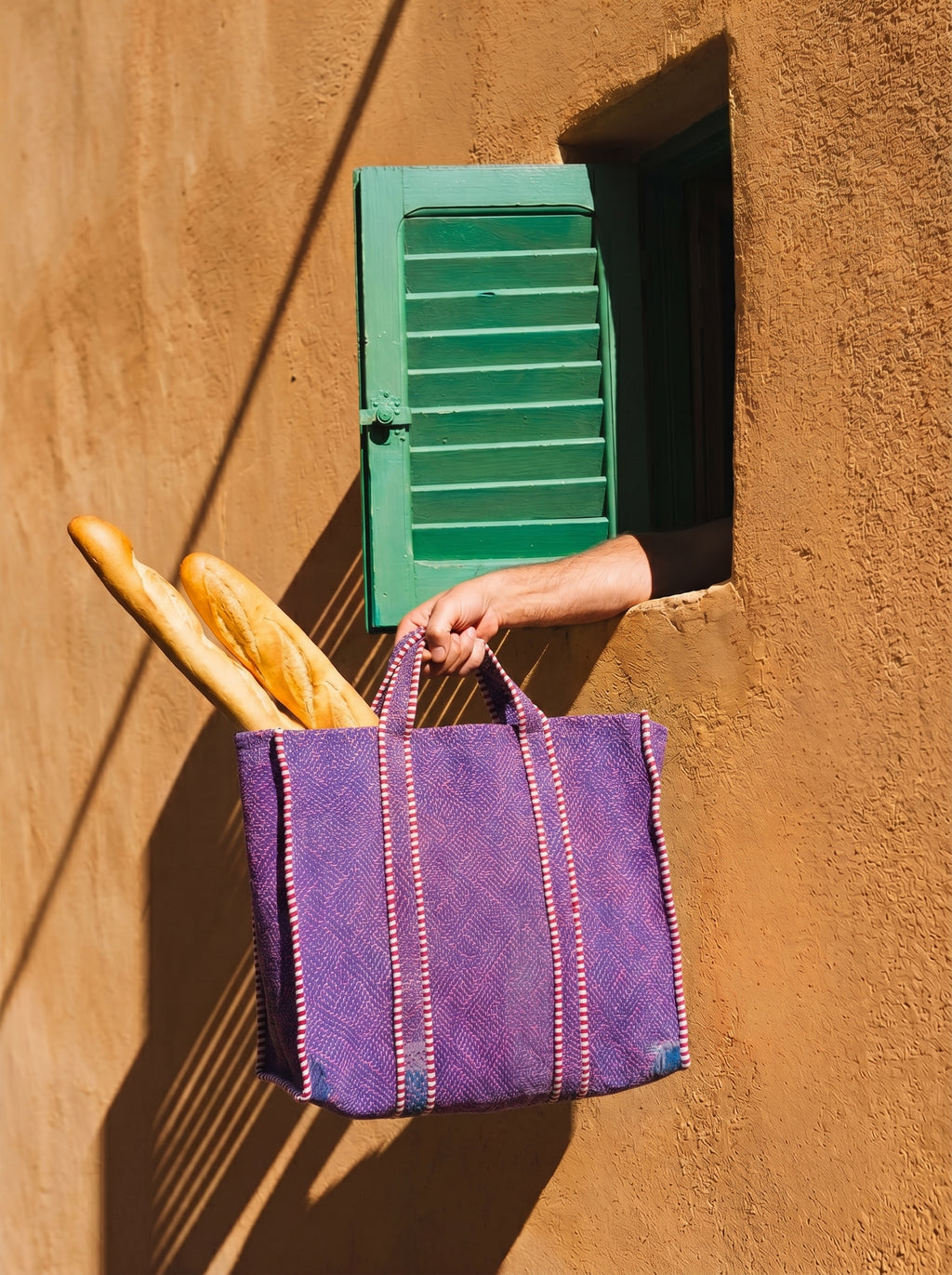 Lavender Kantha Quilted Tote Bag