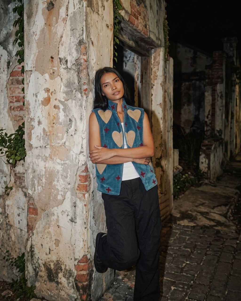 Heartstitch Velvet Vest