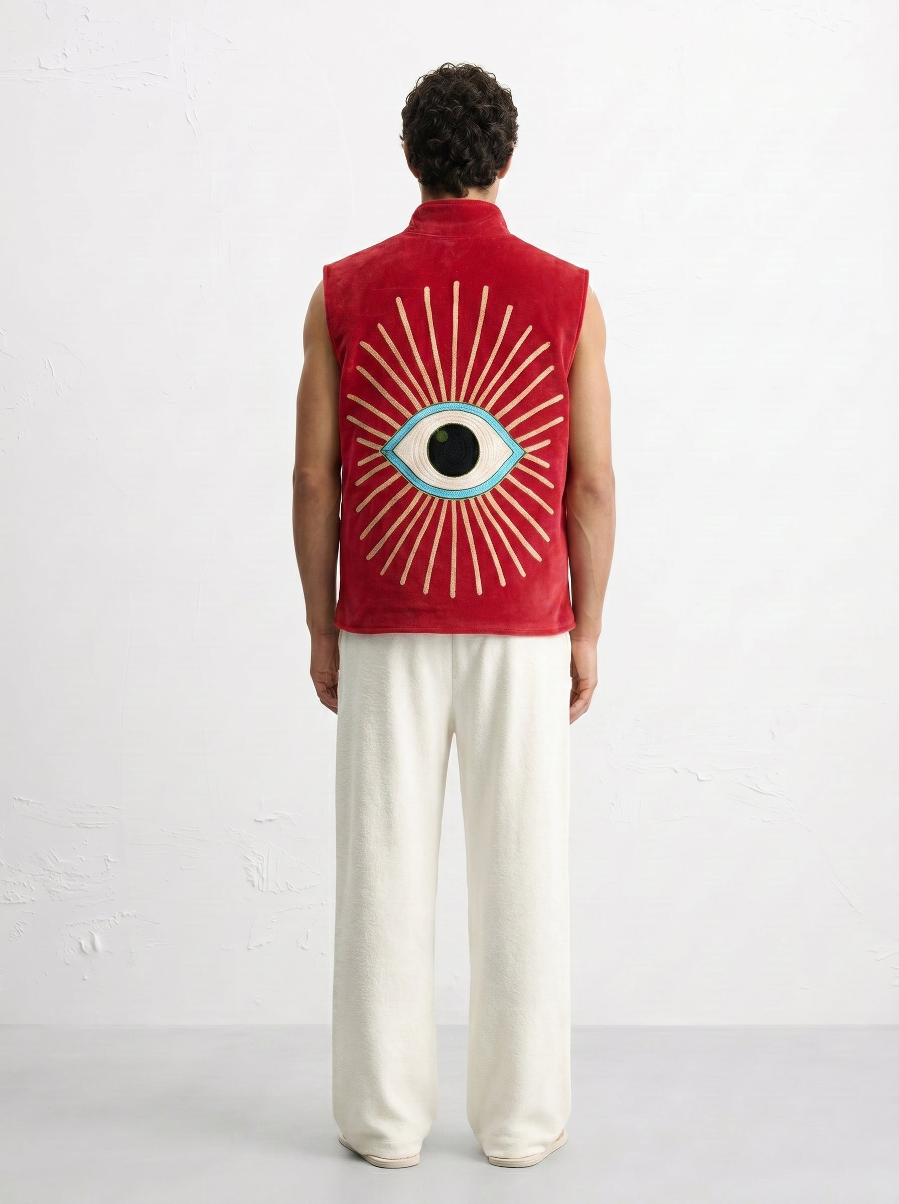 Red Evil Eye Velvet Suzani Vest