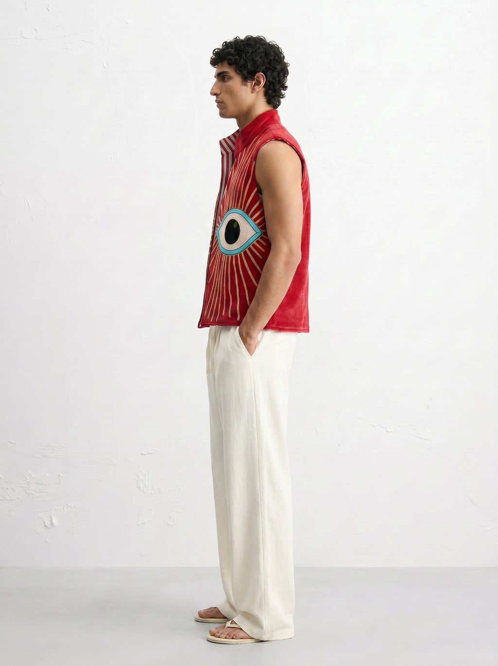 Red Evil Eye Velvet Suzani Vest