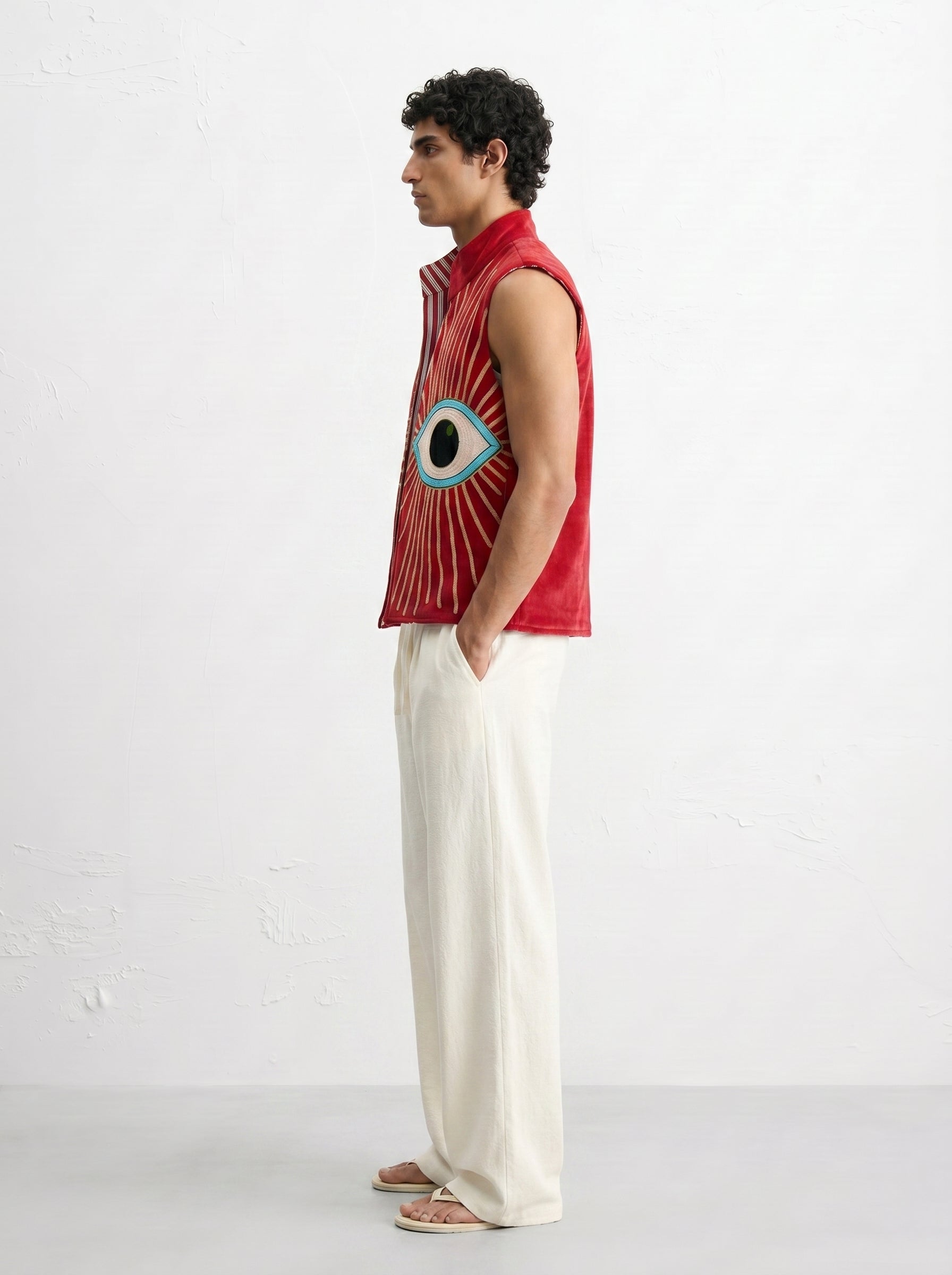 Red Evil Eye Velvet Suzani Vest