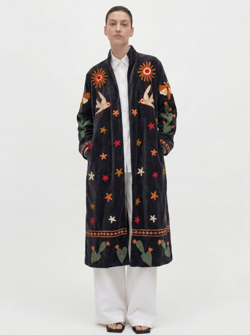 Black Desert Sky Velvet Suzani Coat
