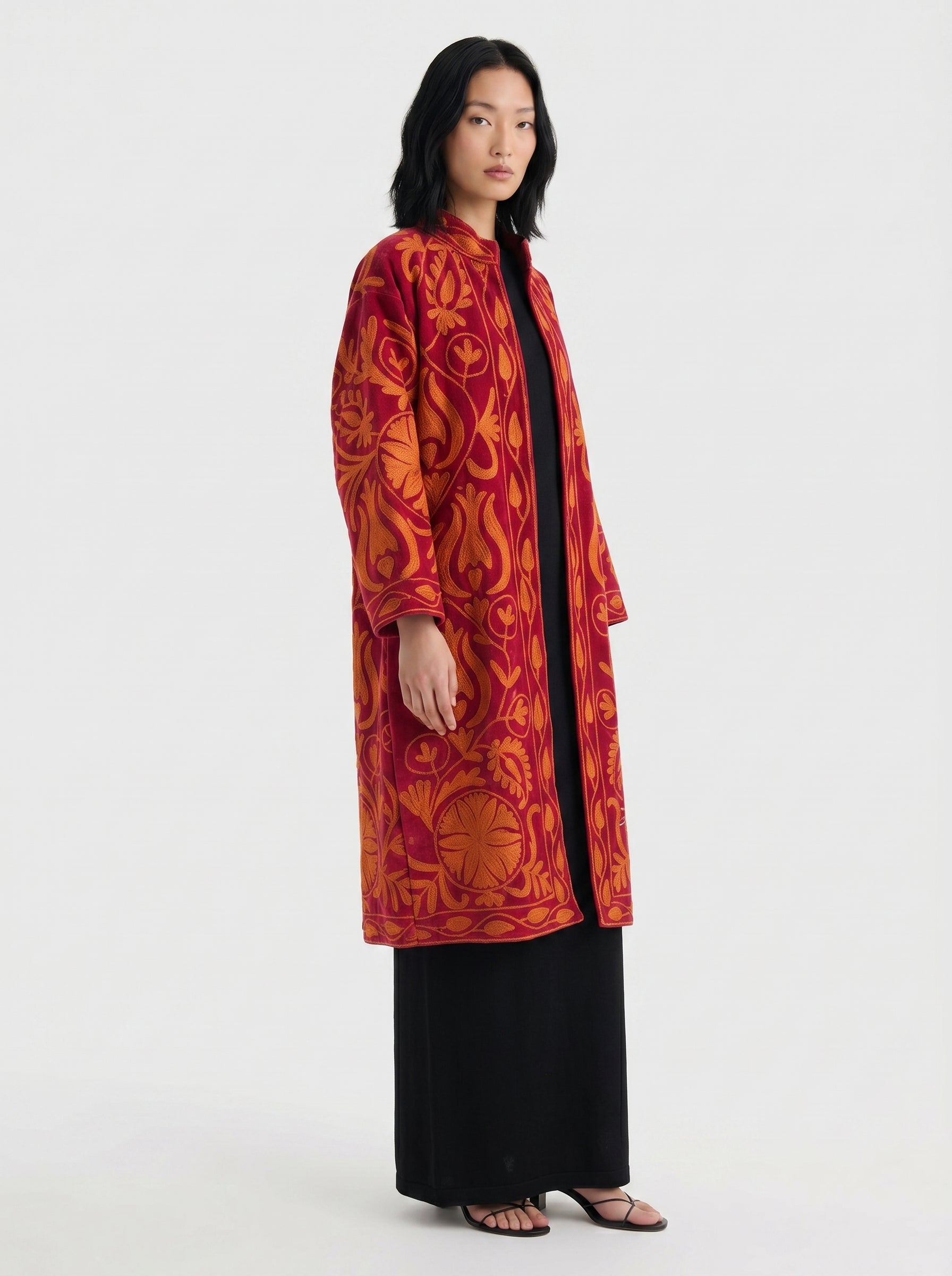 Crimson Tulip Velvet Suzani Coat