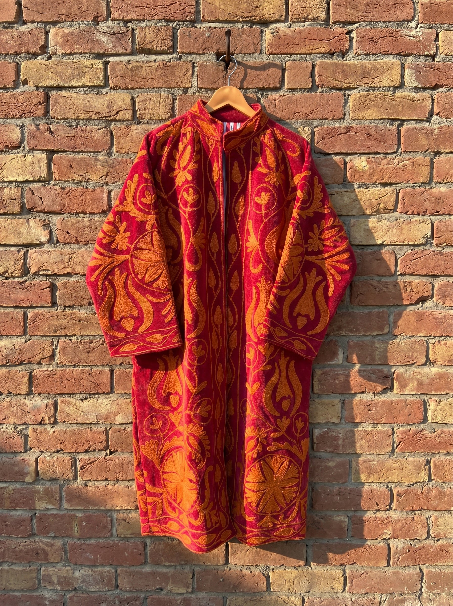 Crimson Tulip Velvet Suzani Coat