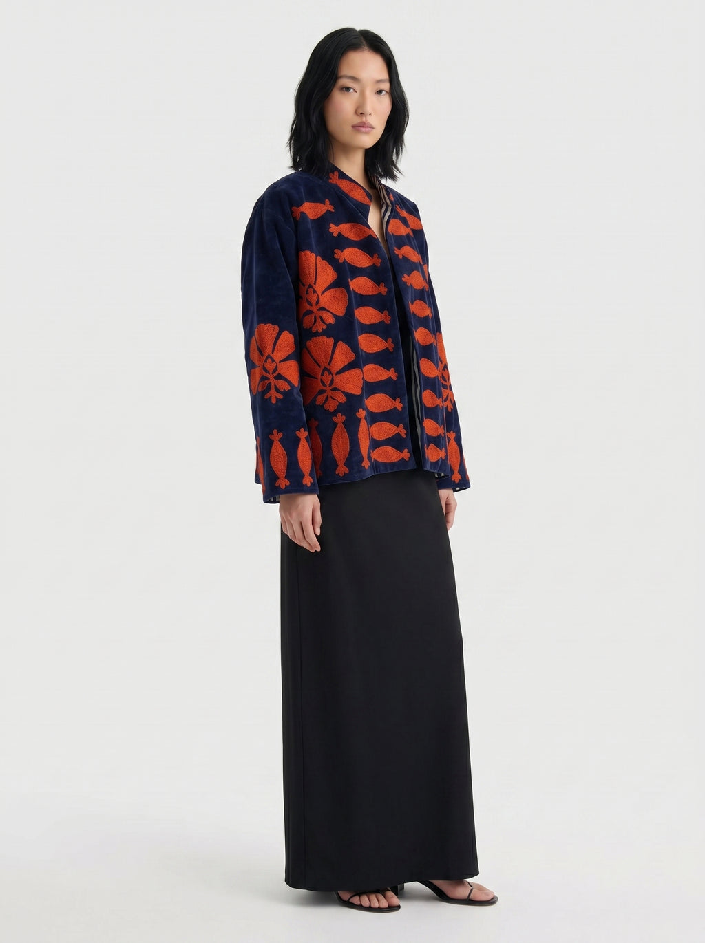 Navy Pomegranate Velvet Suzani Jacket