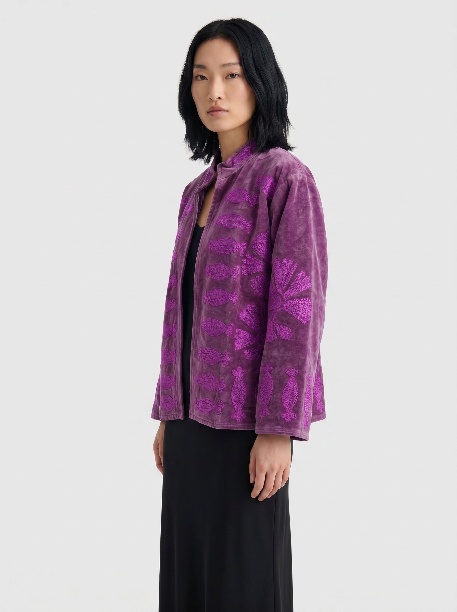 Purple Tulip Velvet Suzani Jacket – E O I