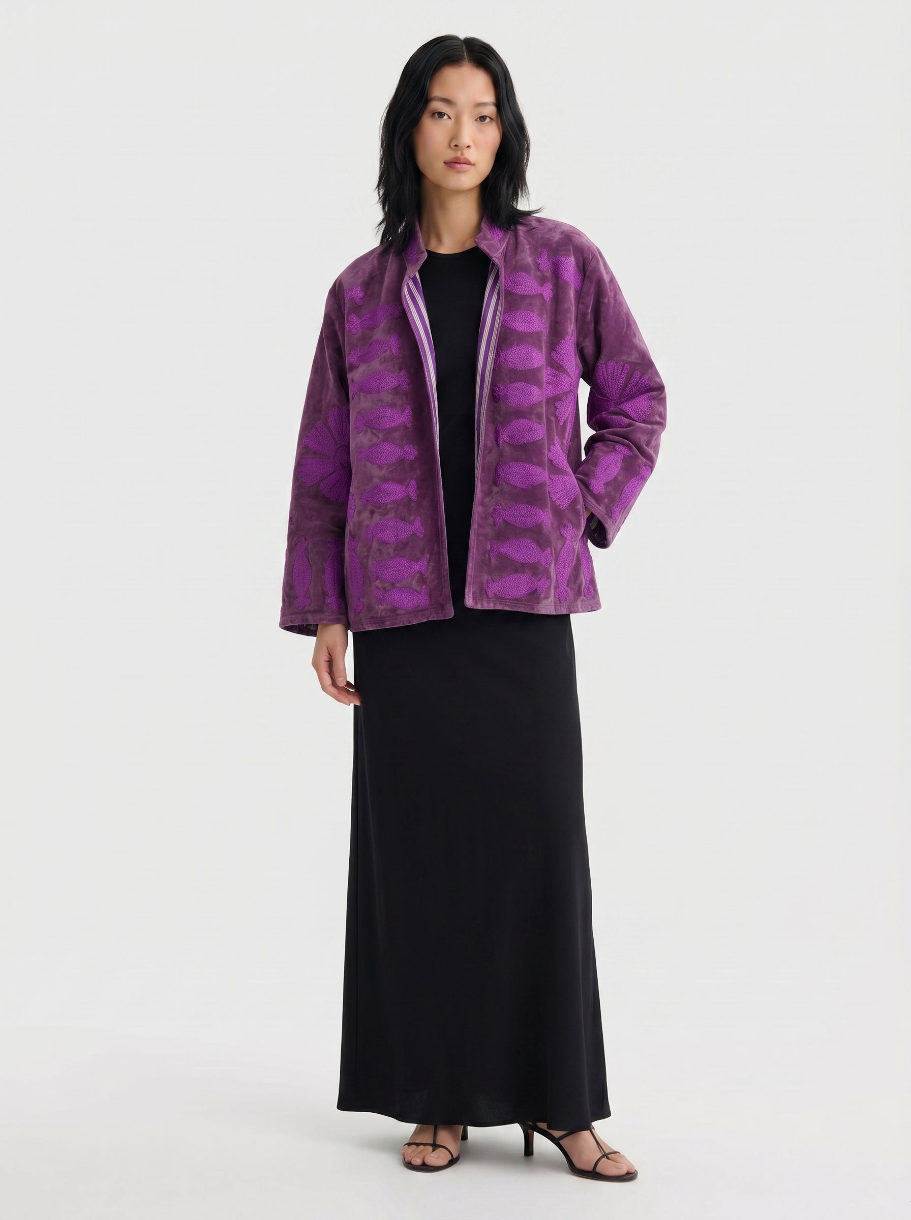 Purple Tulip Velvet Suzani Jacket