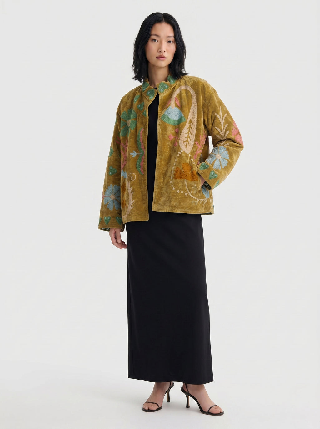 Olive Paisley Velvet Suzani Jacket