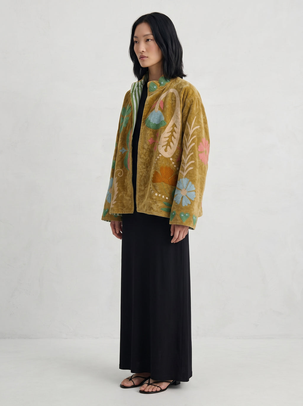Olive Paisley Velvet Suzani Jacket