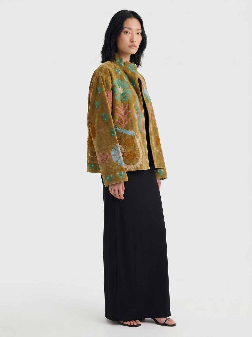 Olive Paisley Velvet Suzani Jacket