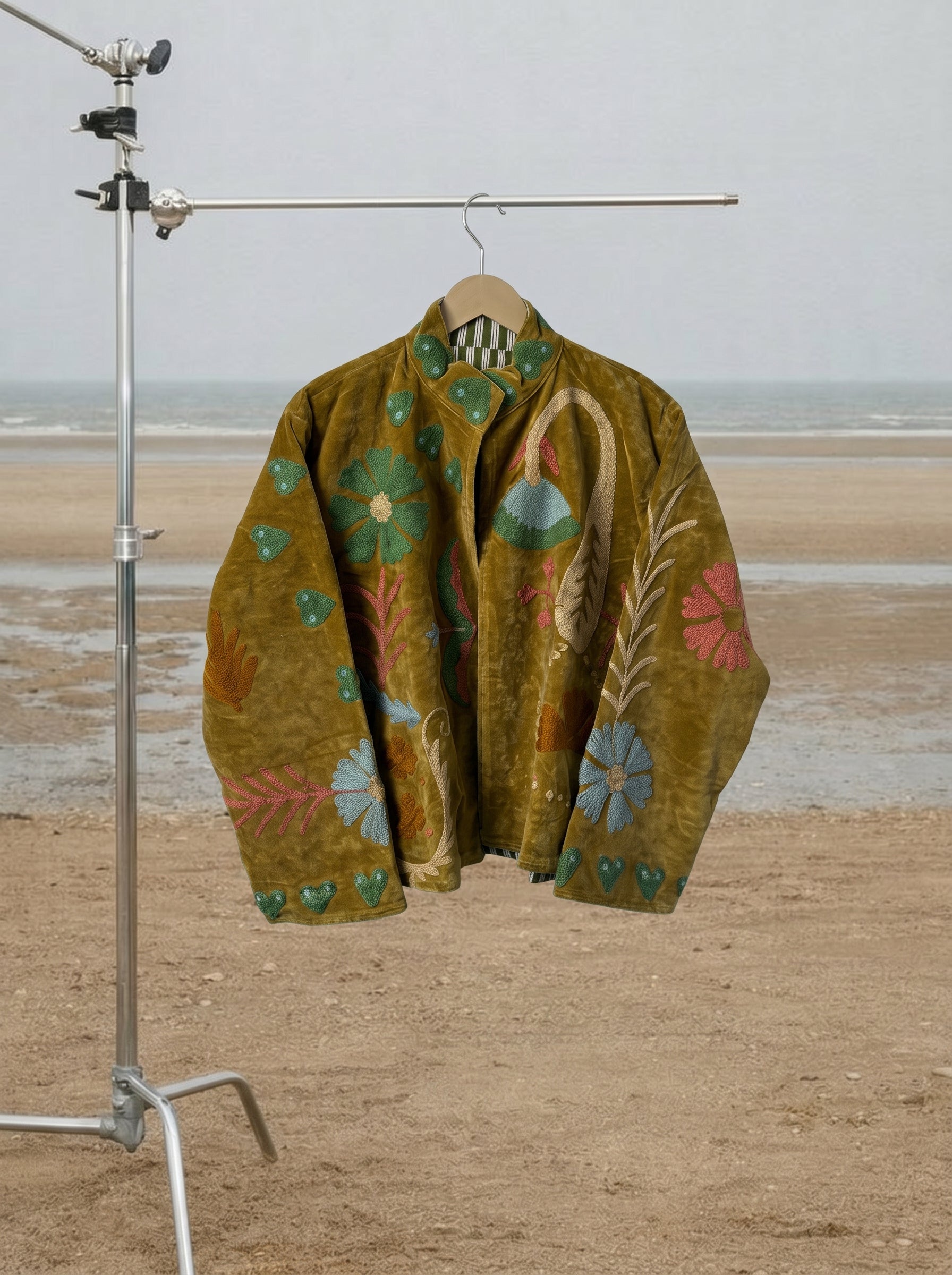 Olive Paisley Velvet Suzani Jacket