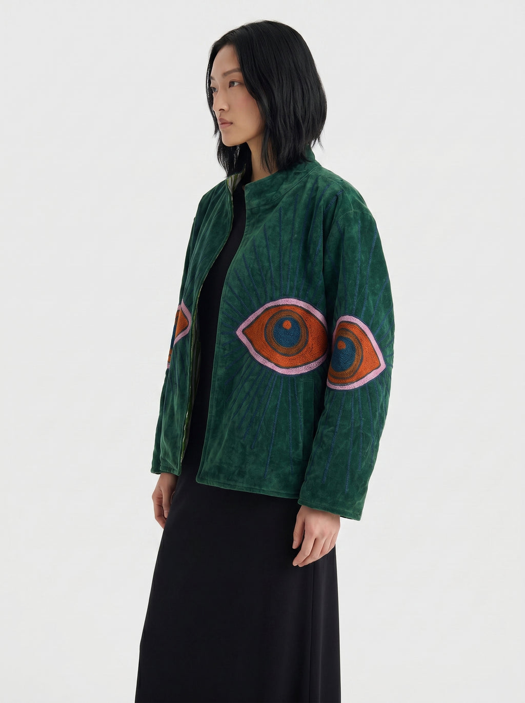Teal Evil Eye Velvet Suzani Jacket