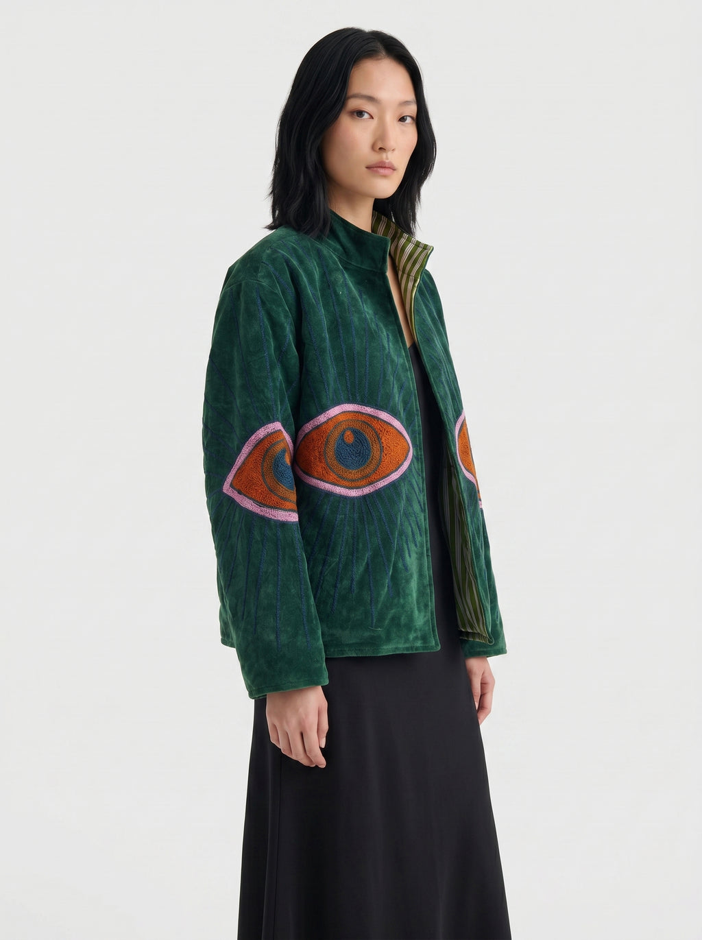 Teal Evil Eye Velvet Suzani Jacket