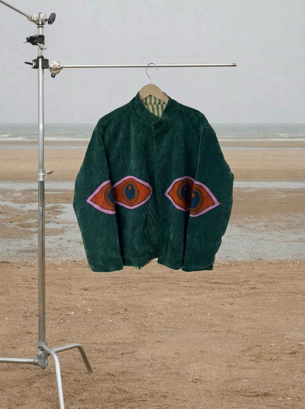 Teal Evil Eye Velvet Suzani Jacket