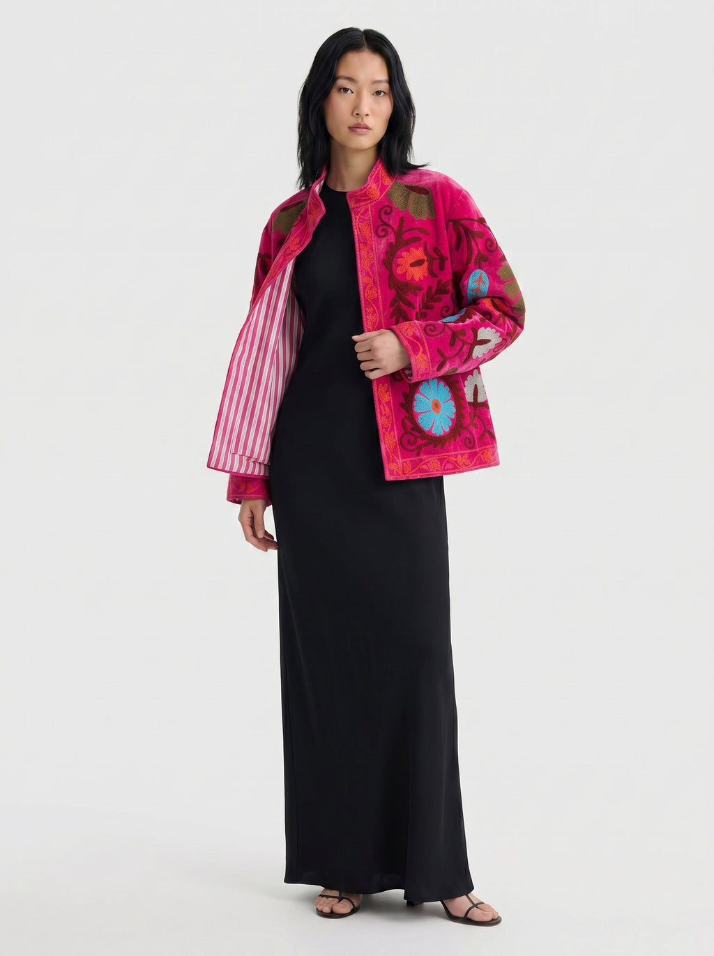 Fuchsia Medallion Velvet Suzani Jacket