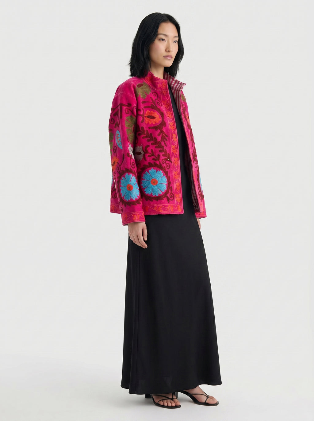 Fuchsia Medallion Velvet Suzani Jacket