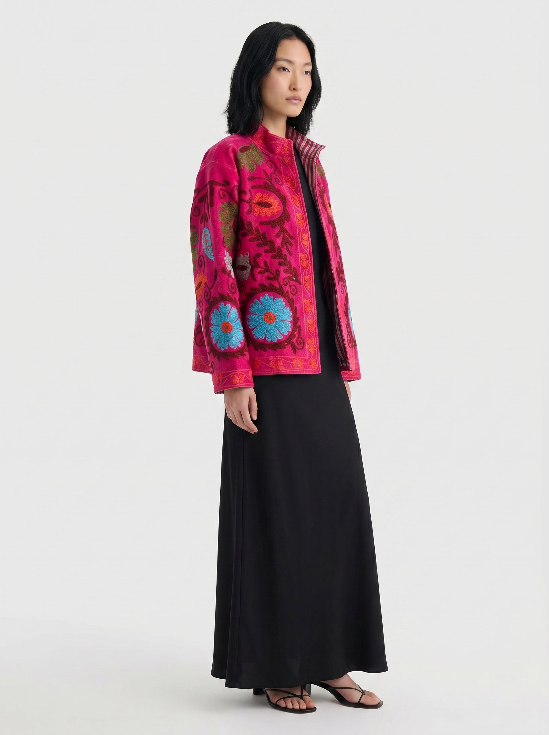 Fuchsia Medallion Velvet Suzani Jacket