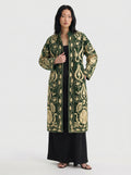Forest Green Tulip Velvet Suzani Coat