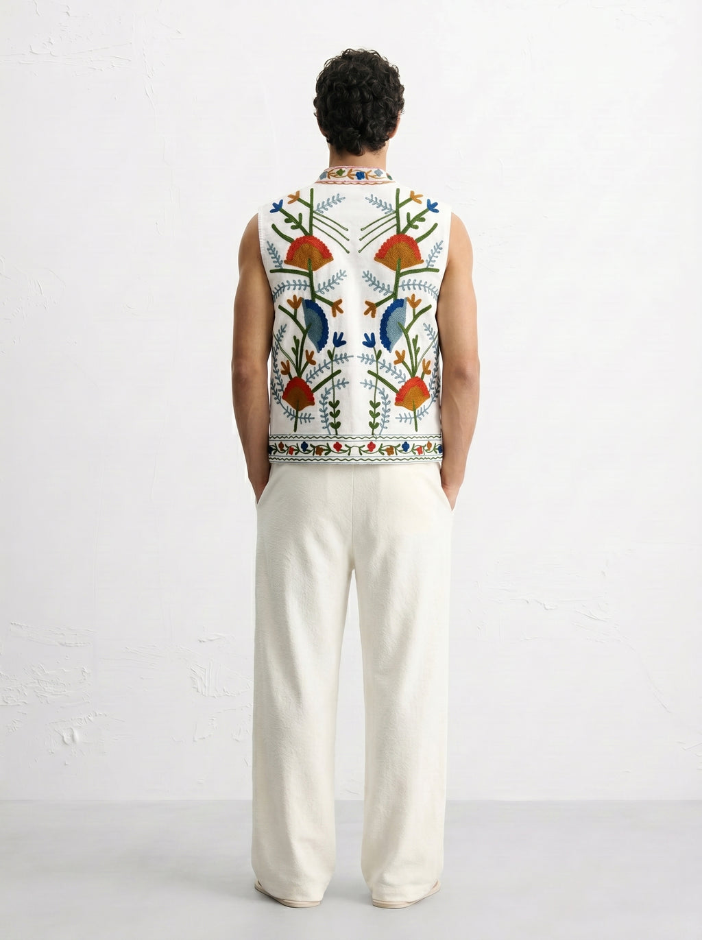 Ivory Pomegranate Handloom Suzani Vest