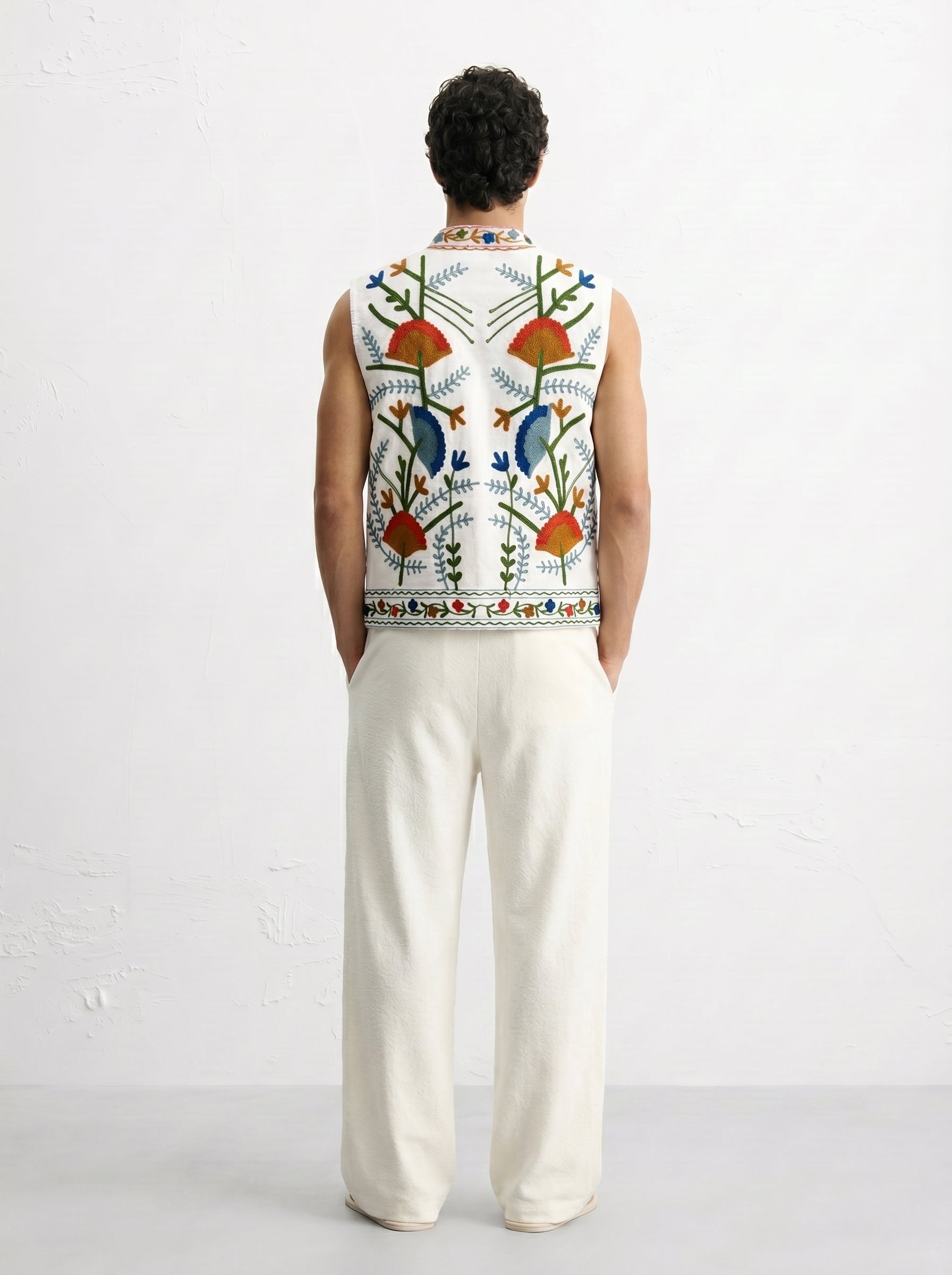 Ivory Pomegranate Handloom Suzani Vest