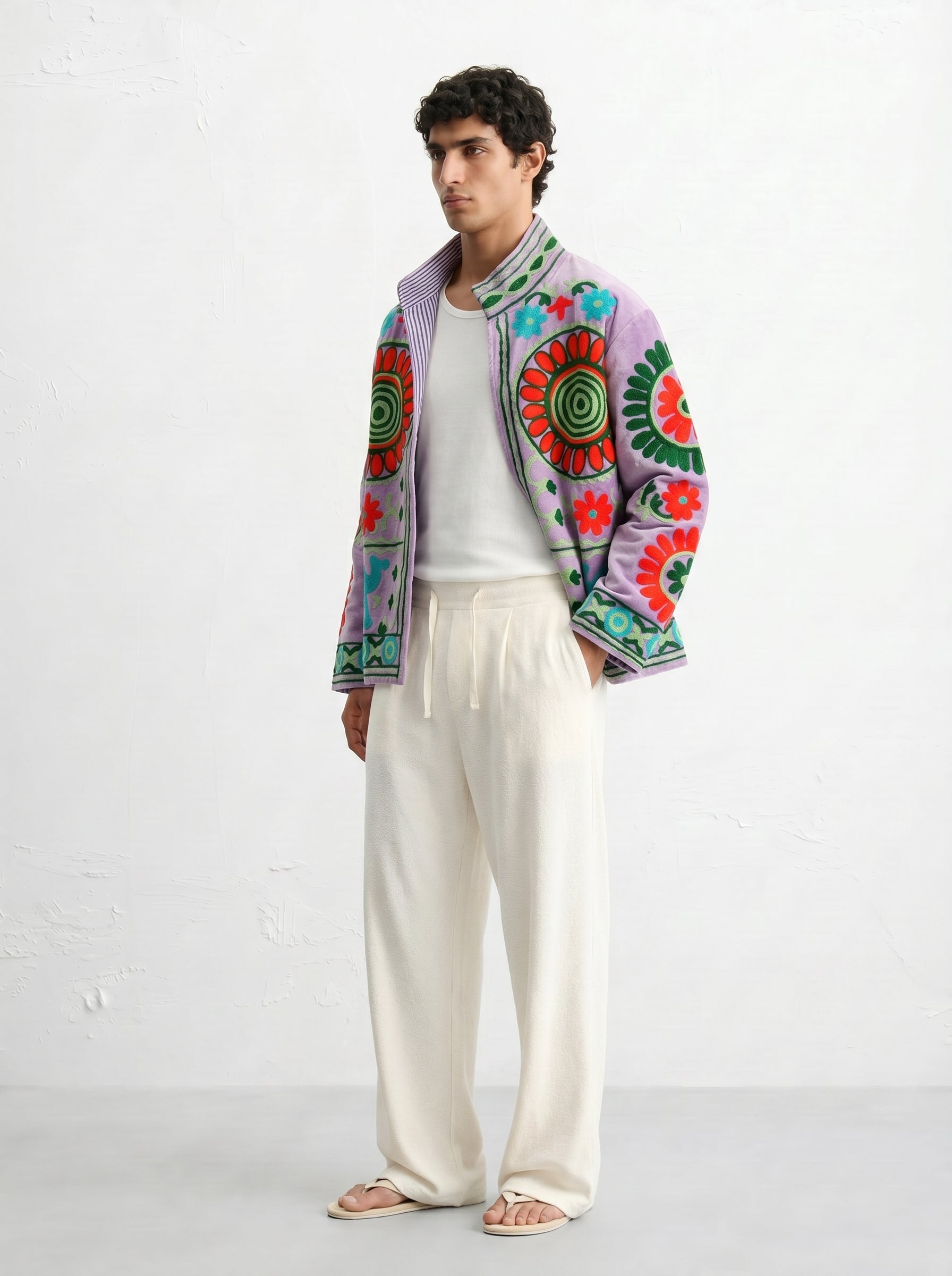 Lavender Medallion Velvet Suzani Jacket