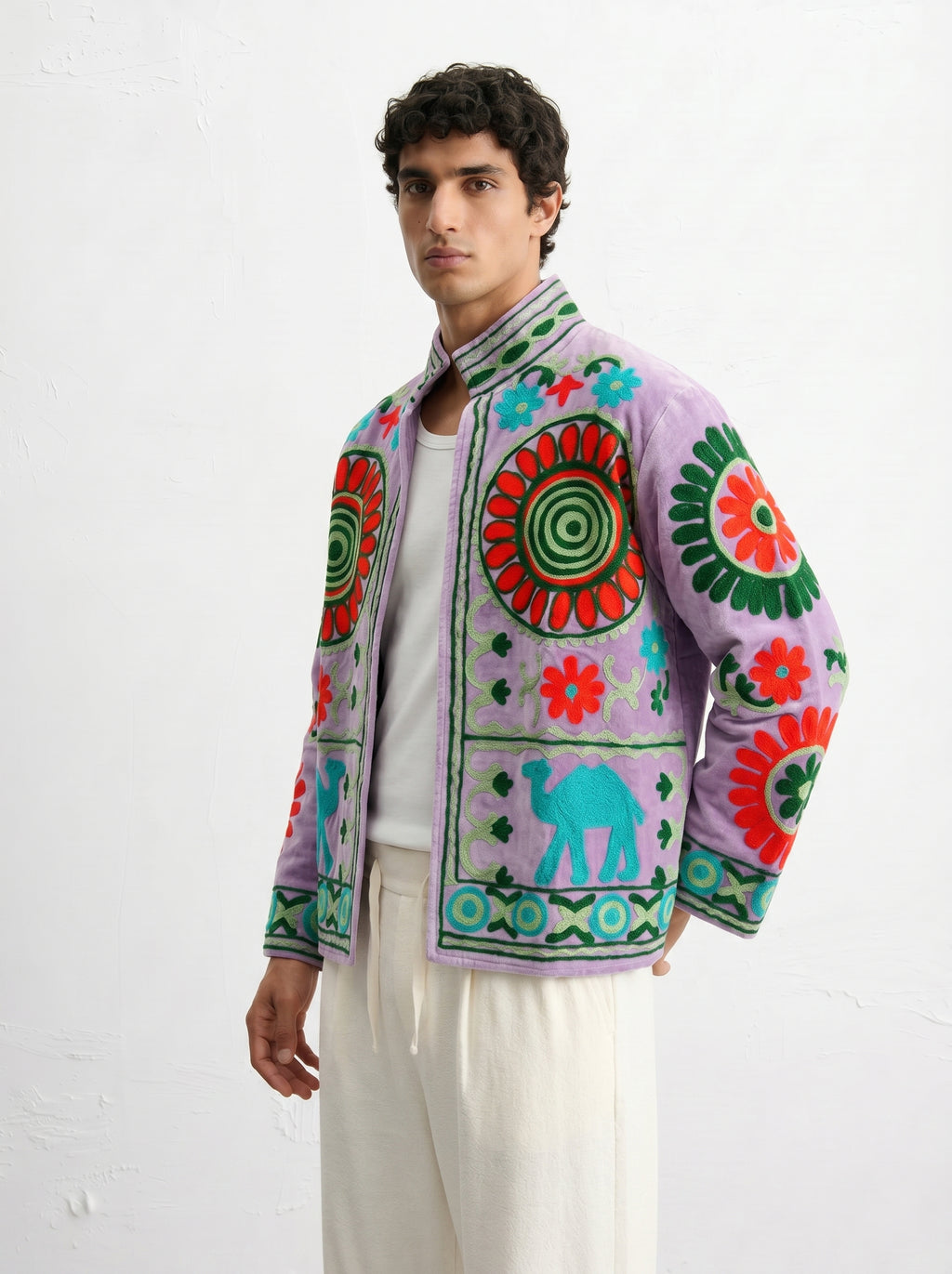 Lavender Medallion Velvet Suzani Jacket
