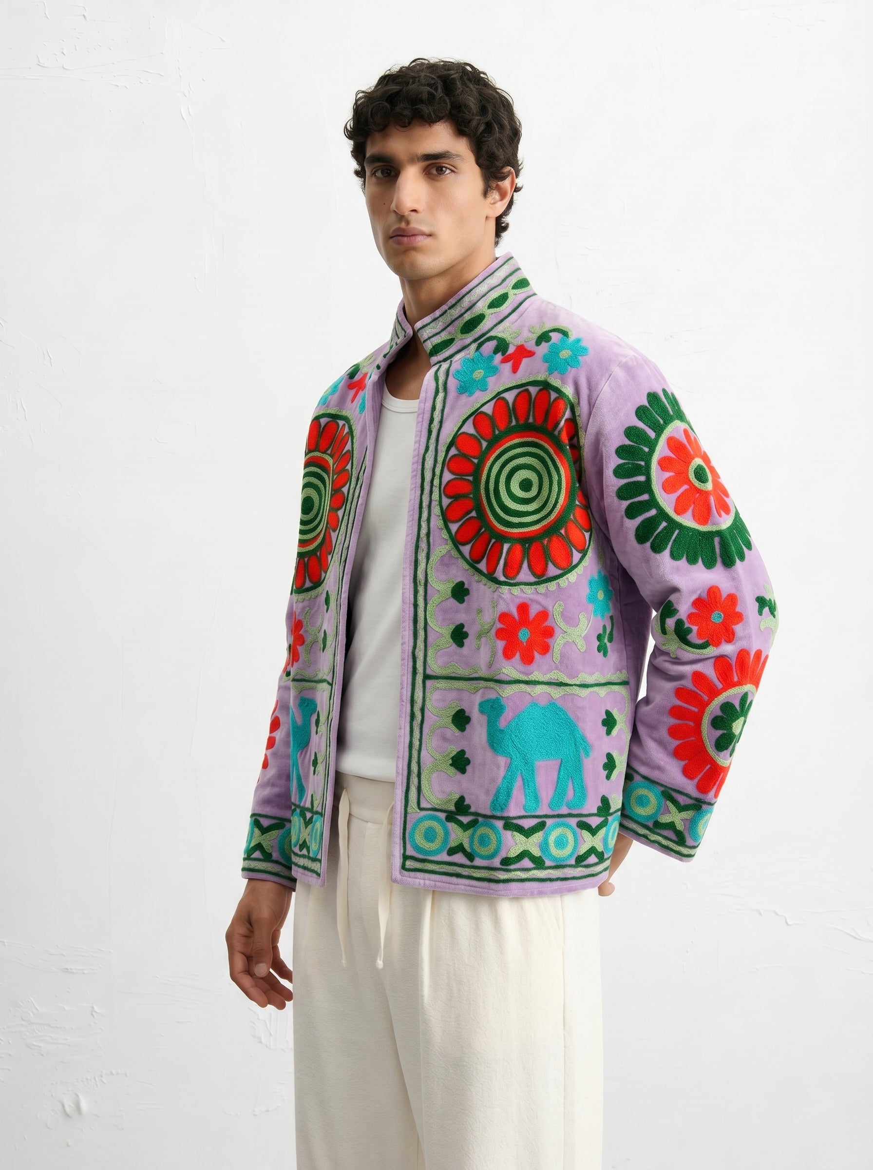 Lavender Medallion Velvet Suzani Jacket