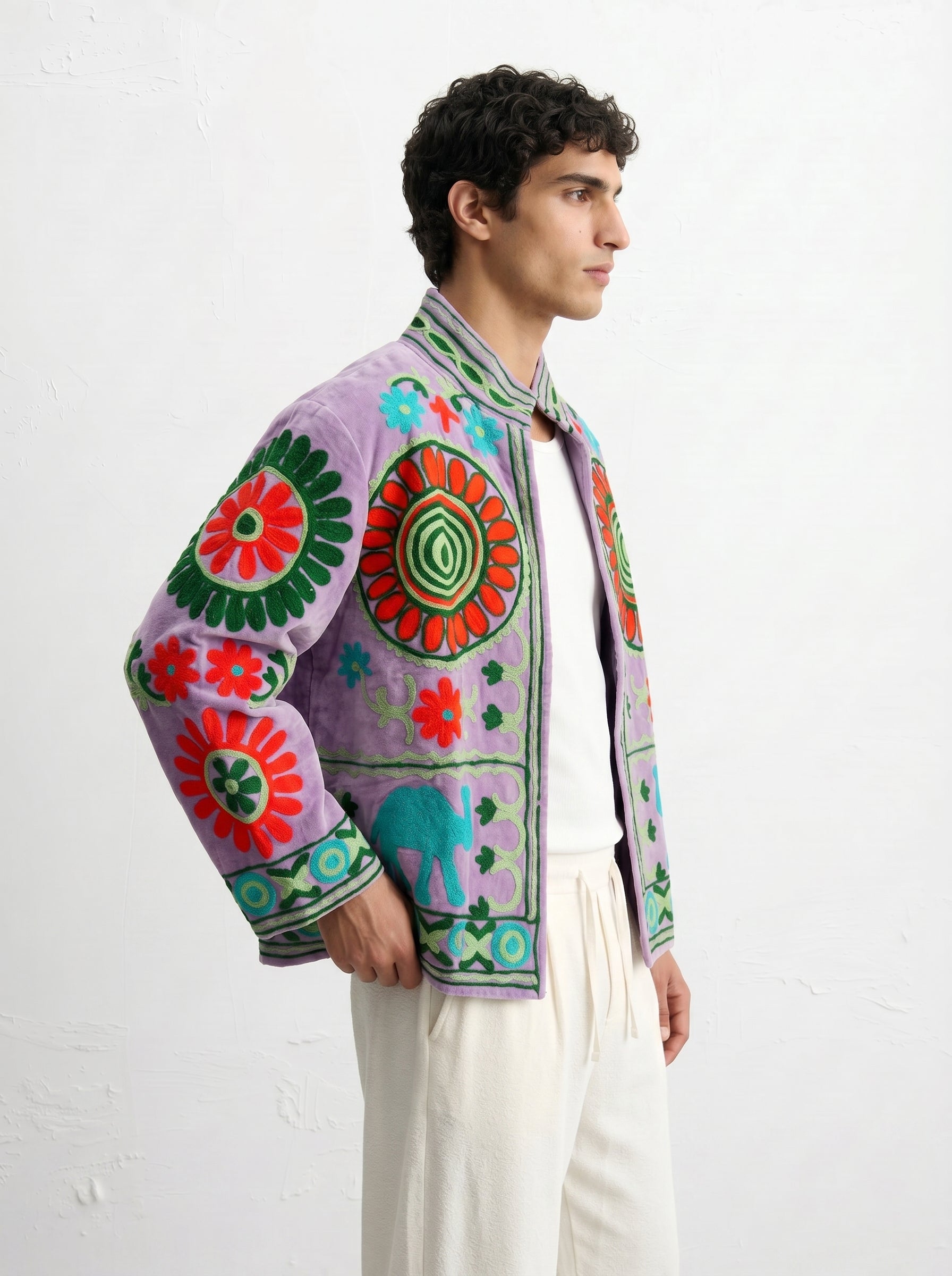 Lavender Medallion Velvet Suzani Jacket – E O I