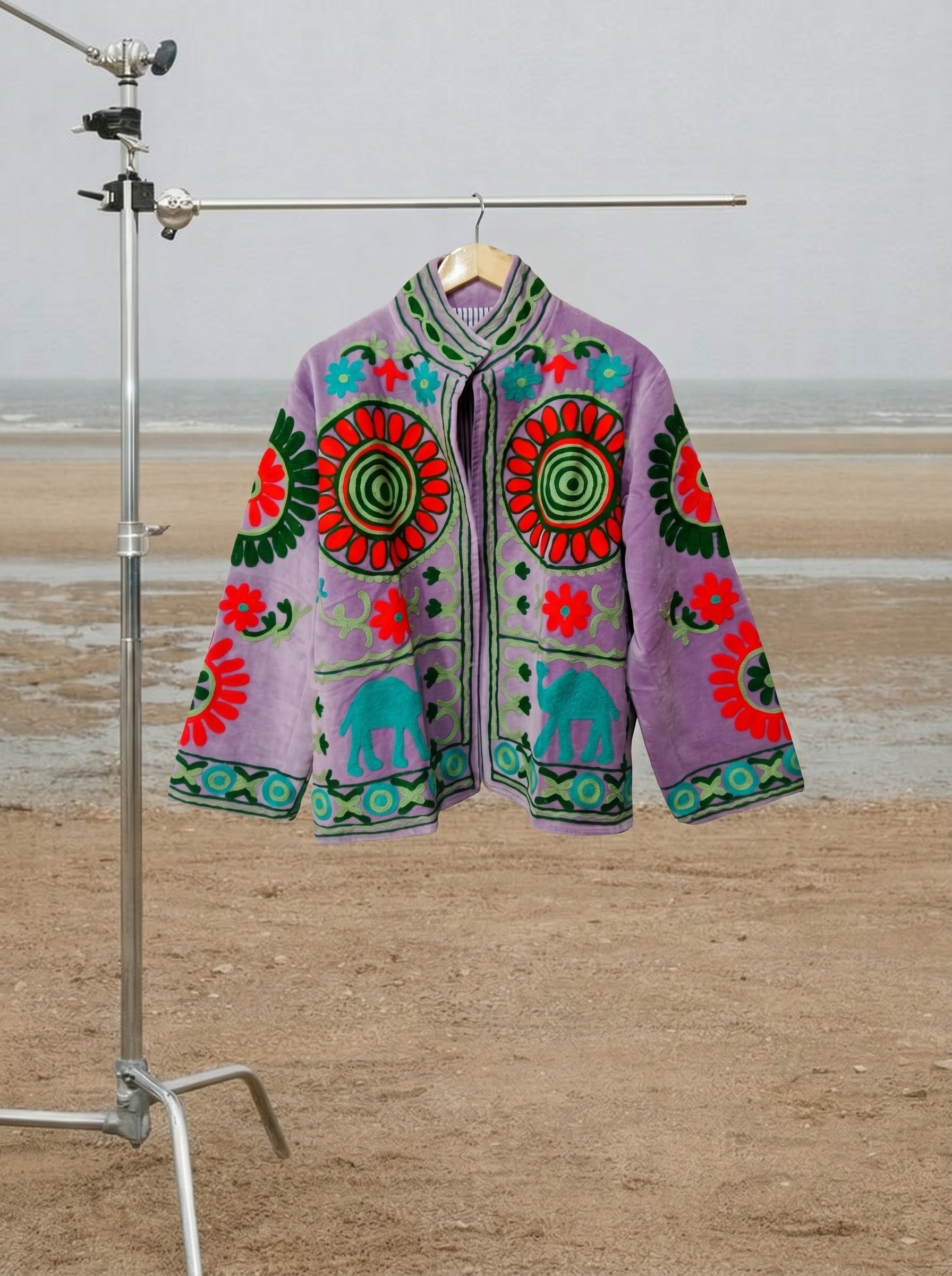 Lavender Medallion Velvet Suzani Jacket
