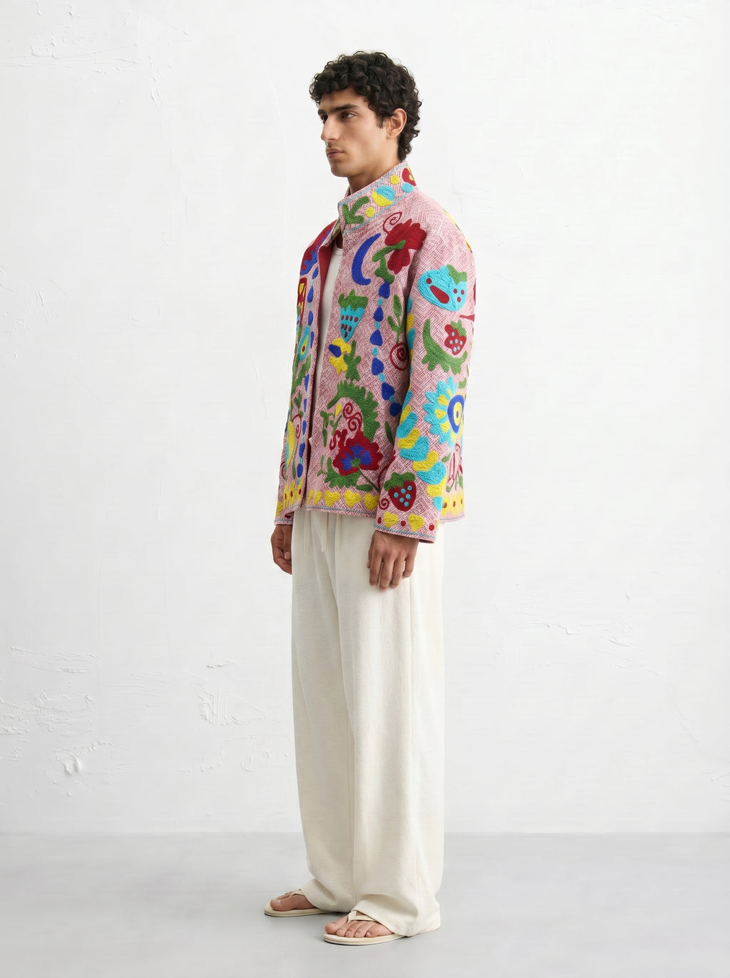 Pink Floral Handloom Suzani Jacket