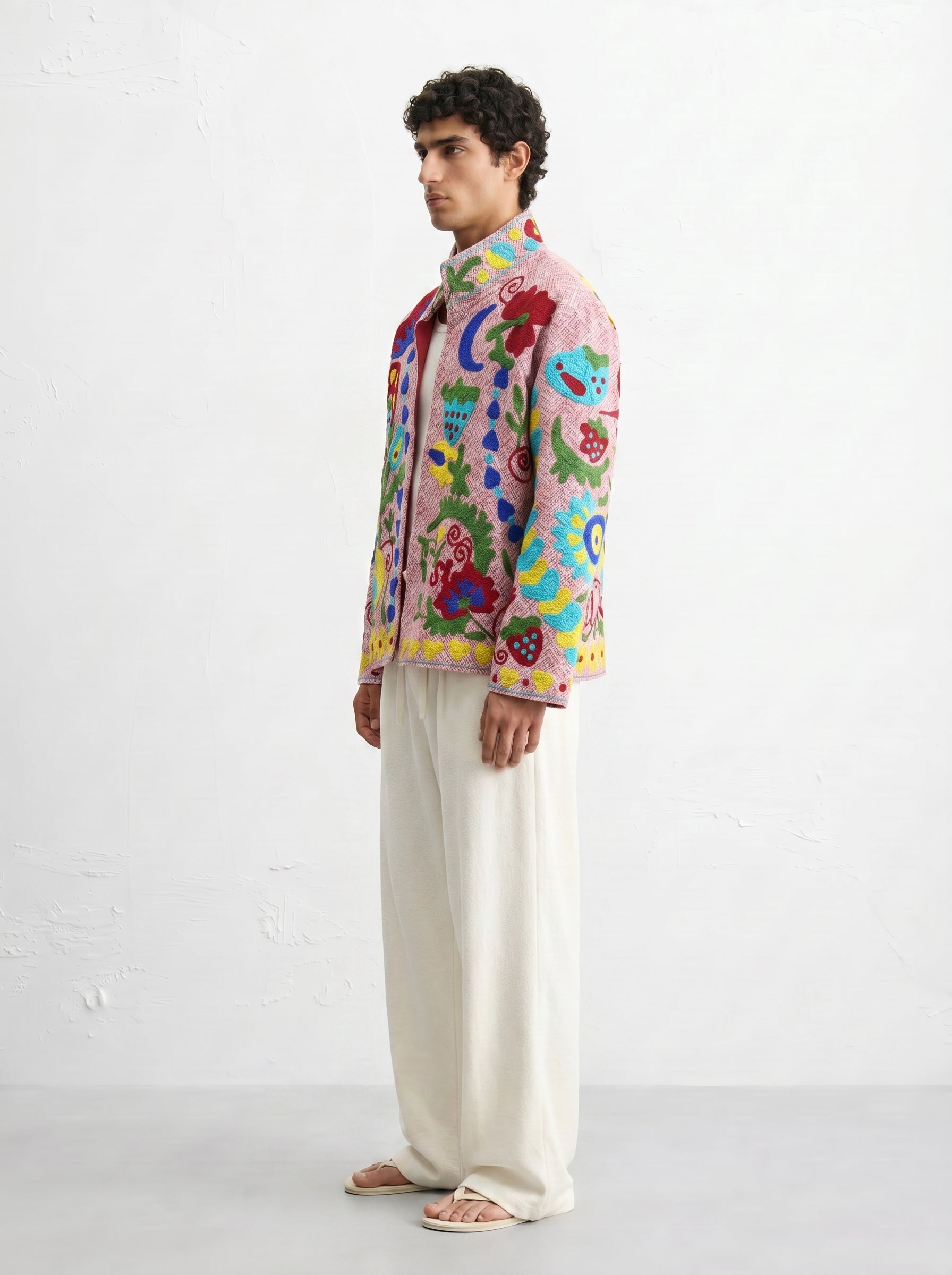 Pink Floral Handloom Suzani Jacket
