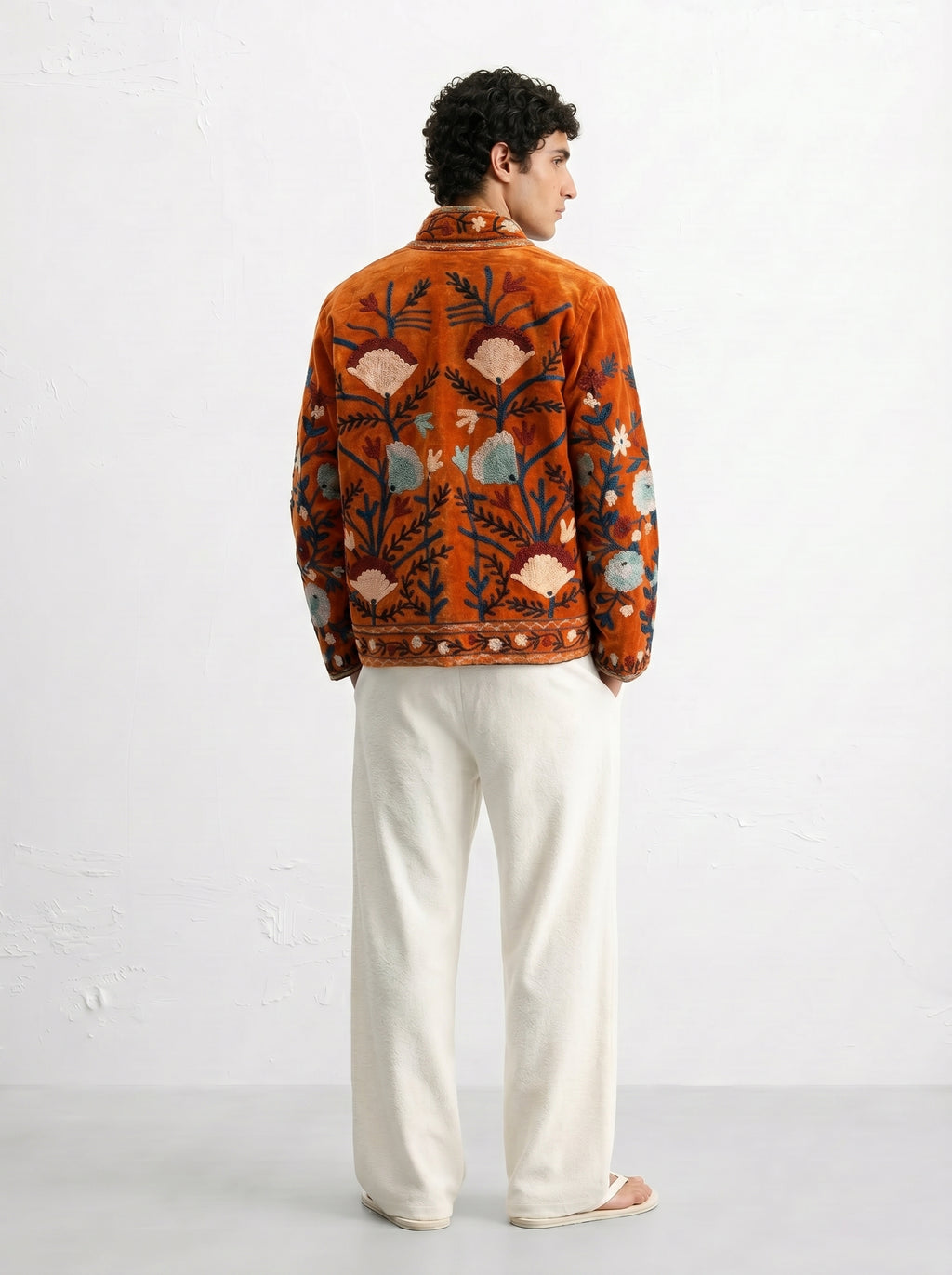 Rust Floral Velvet Suzani Jacket