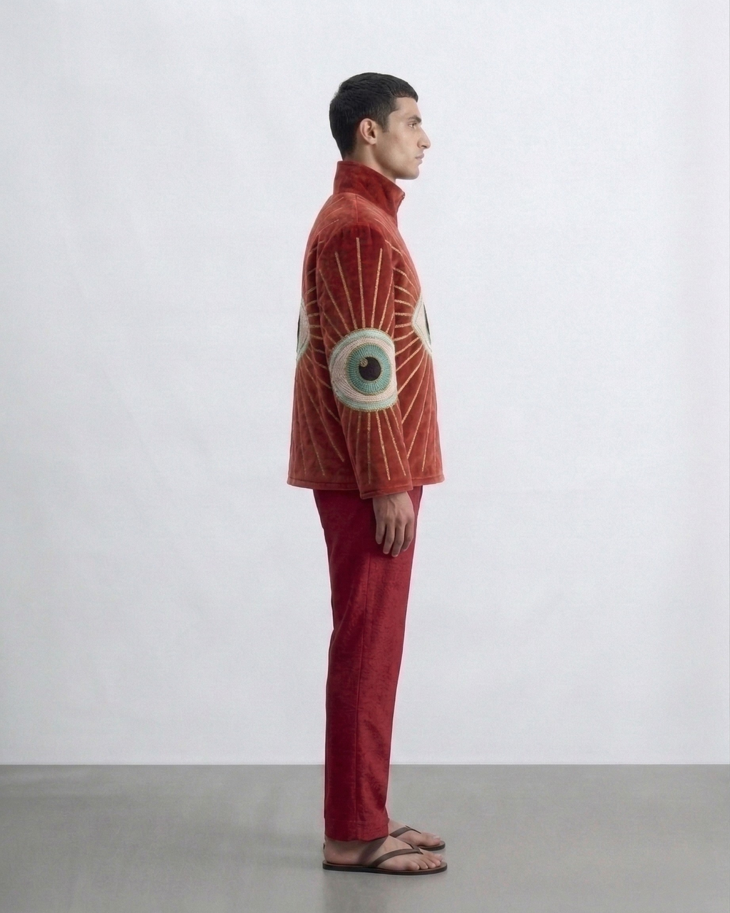 Red Evil Eye Velvet Suzani Jacket